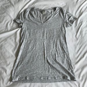Gray V-Neck Sleepwear T-shirt